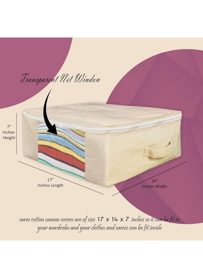 Golden Bird Golden bird Cotton Canvas Clothes Storage Bags/Saree Covers with Zip for Storage Woman Dresses, Sarees, Lehengas for Wardrobe Organizer (6 PCS)  - Image 2