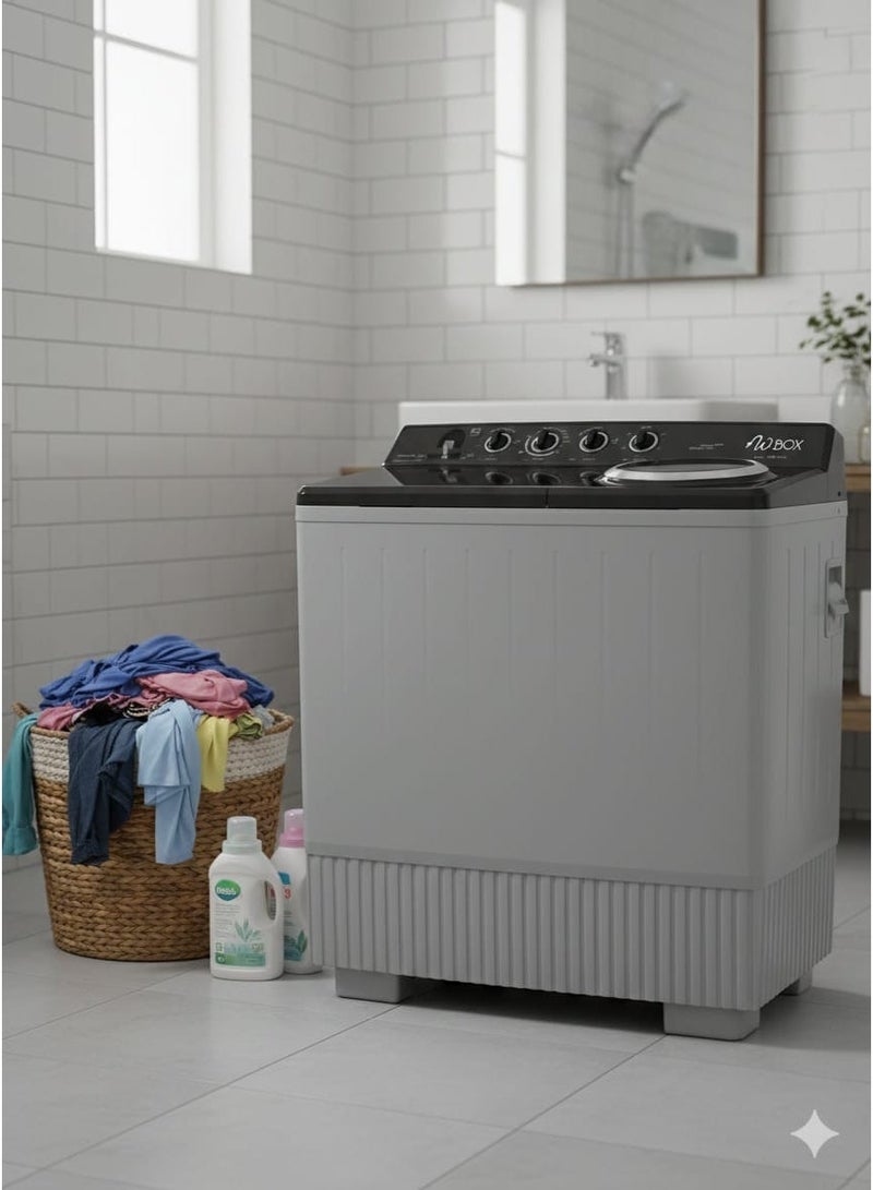 W.BOX 14Kg Twin Tub Top Loading Semi Automatic Washing Machine - Grey & Black - 2 Years Warranty | WBTT17BLACK - Image 2