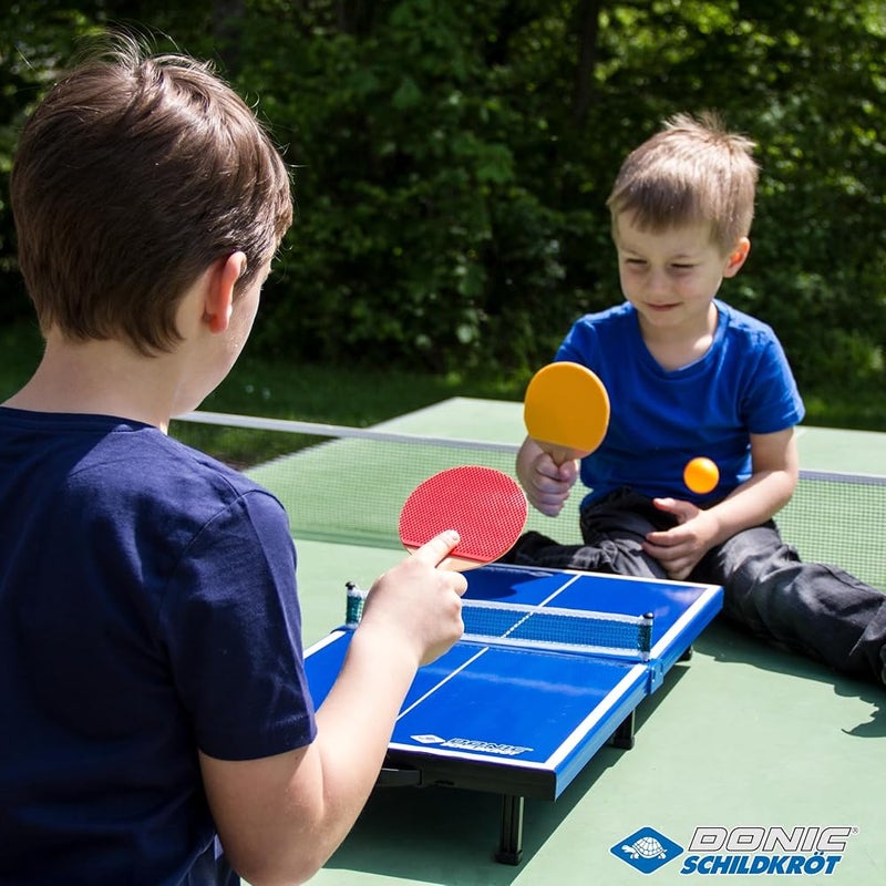 Schildkröt Donic-Schildkröt 838576 Mini Table Tennis Table Top Complete Set with 2 Bats and 1 Ball Foldable Plate – Briefcase Size – Blue Plate Dimensions 68 x 33 x 9 cm - Image 4