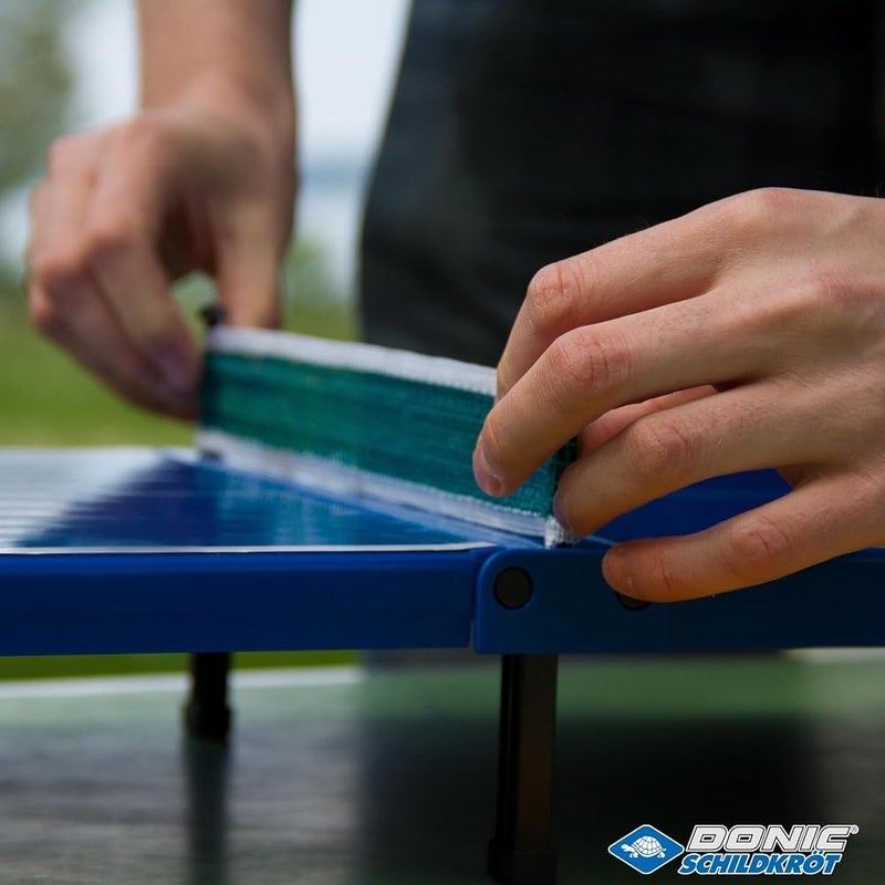 Schildkröt Donic-Schildkröt 838576 Mini Table Tennis Table Top Complete Set with 2 Bats and 1 Ball Foldable Plate – Briefcase Size – Blue Plate Dimensions 68 x 33 x 9 cm - Image 5