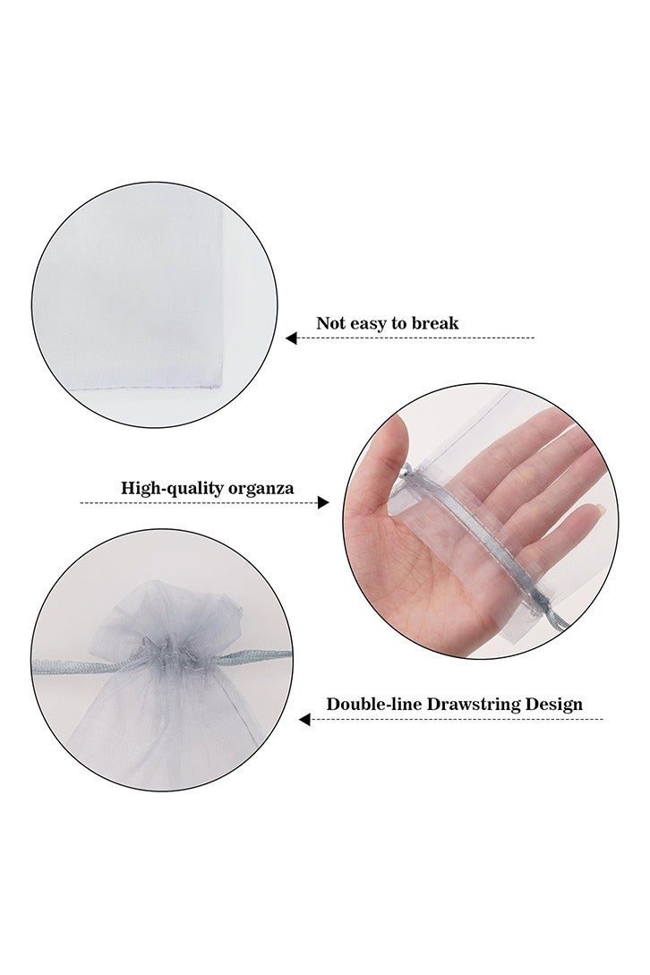 50Pcs Organza Bags, 4"x6" Sheer Drawstring Gift Bags, Organza Jewelry Pouches, Party Favor Bags, Grey Organza Gift Bags, Packaging Bags for Jewelry, Makeup, Candy, Festival - Image 2