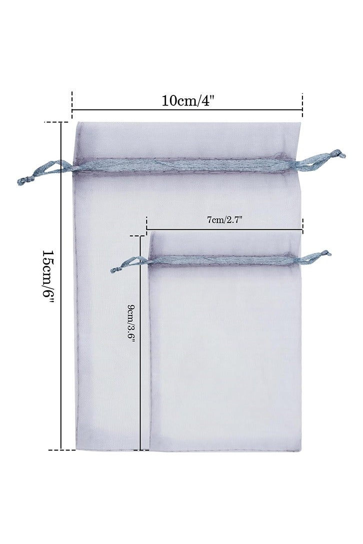 50Pcs Organza Bags, 4"x6" Sheer Drawstring Gift Bags, Organza Jewelry Pouches, Party Favor Bags, Grey Organza Gift Bags, Packaging Bags for Jewelry, Makeup, Candy, Festival - Image 3