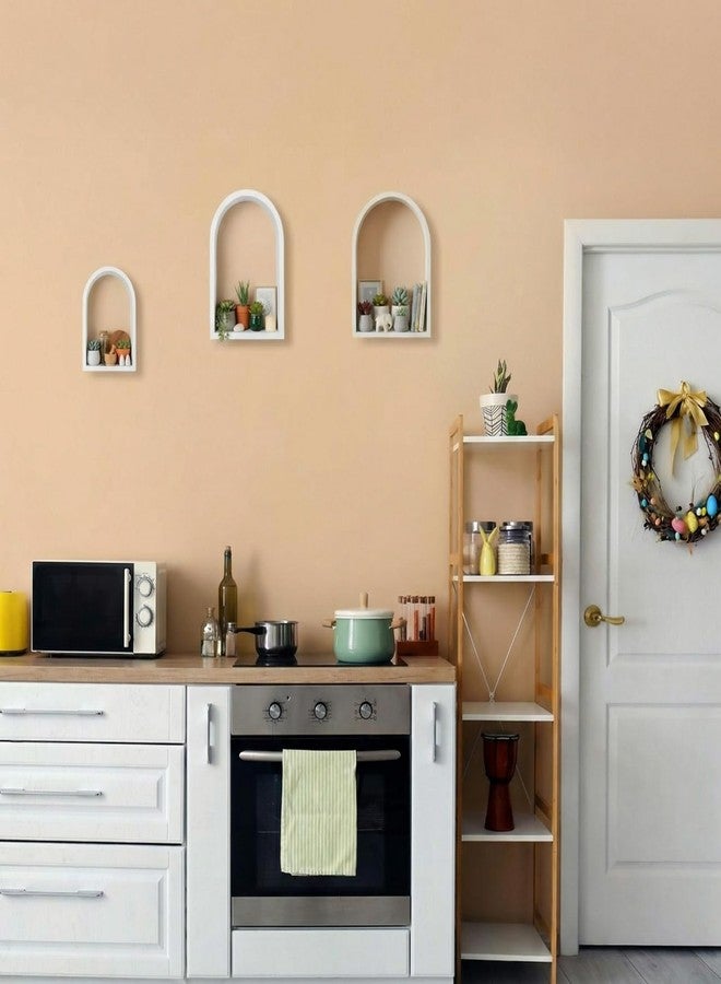 Threehoney 3 Set Arched Wall Shelf 9.8 x 7.5 Inch Wooden Hanging Arch Shelf Deep Display Storage Shelves Floating Shelves for Home Office Room Mini Figures Potted Plants Wall Decor(White) - Image 5