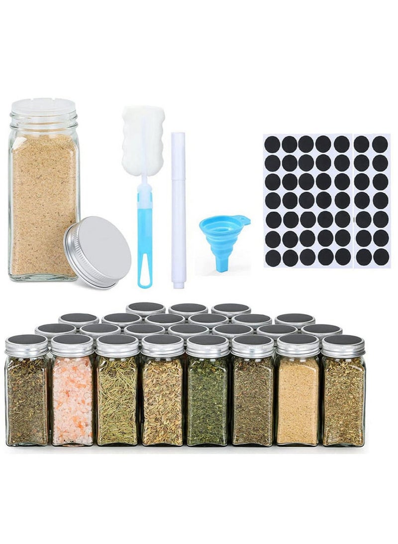 BLOOMING TIME 24 Piece  Transparent Glass Seasoning Bottles, Classified And Stored For Various Spices, Simple And Clear - Image 1