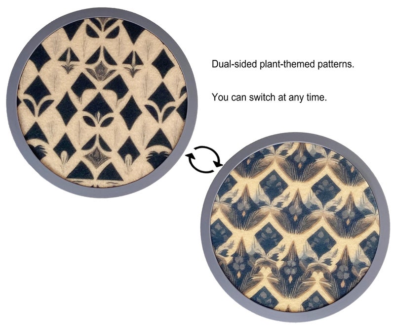 MECOWON Absorbent Coasters for Drinks with Holder - 6packs  Silicone Coasters with Soft Felt Insert (4.3 inch Coasters with 4.5 inch Holder  Dual-Sided Ears of Wheat Artistry) - Image 2