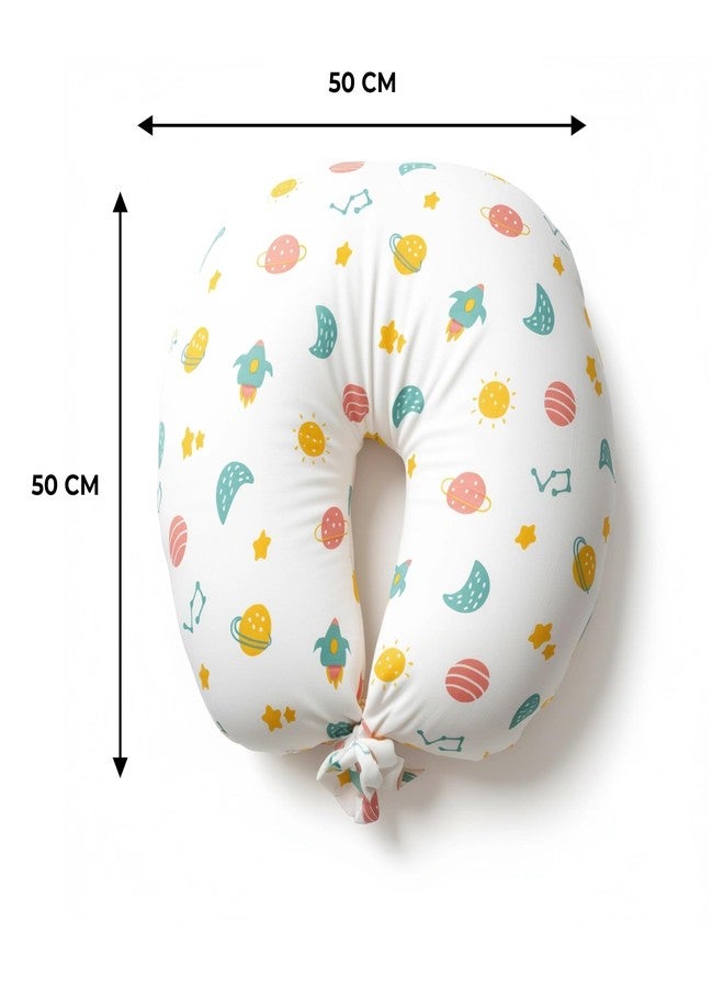 VOIDROP Feeding Pillow for Babies & Mothers Nursing Pillow for Breastfeeding Bottle Feeding Soft Cotton Cover Comfortable Support Cushion for Mom & Infant Washable & Durable (Green Moon) - Image 3