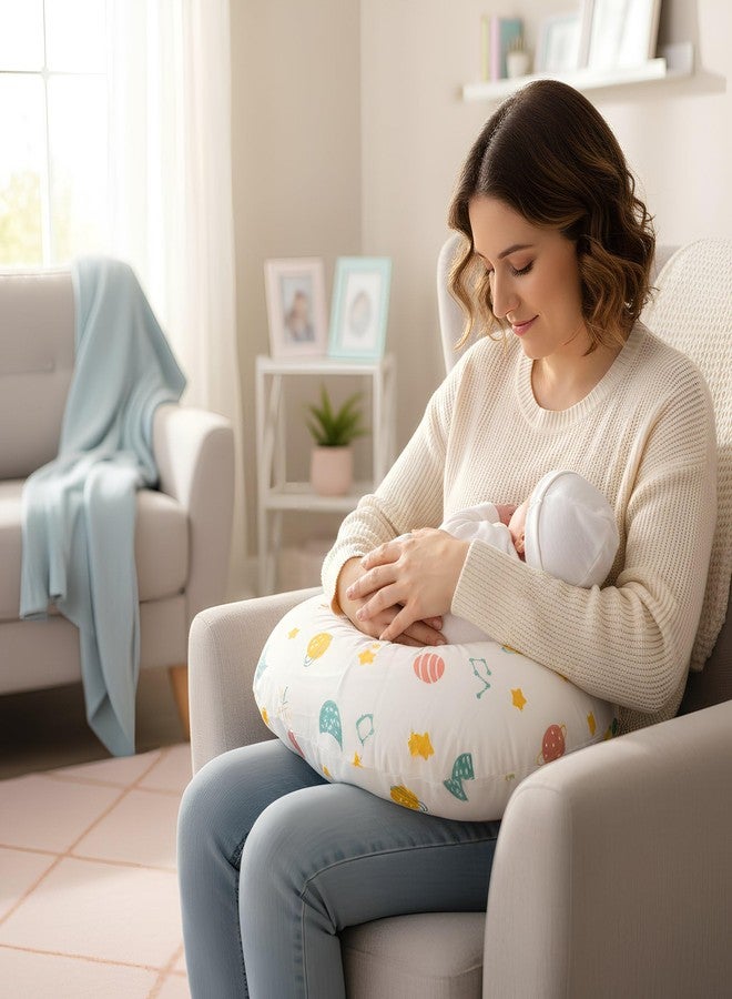 VOIDROP Feeding Pillow for Babies & Mothers Nursing Pillow for Breastfeeding Bottle Feeding Soft Cotton Cover Comfortable Support Cushion for Mom & Infant Washable & Durable (Green Moon) - Image 4