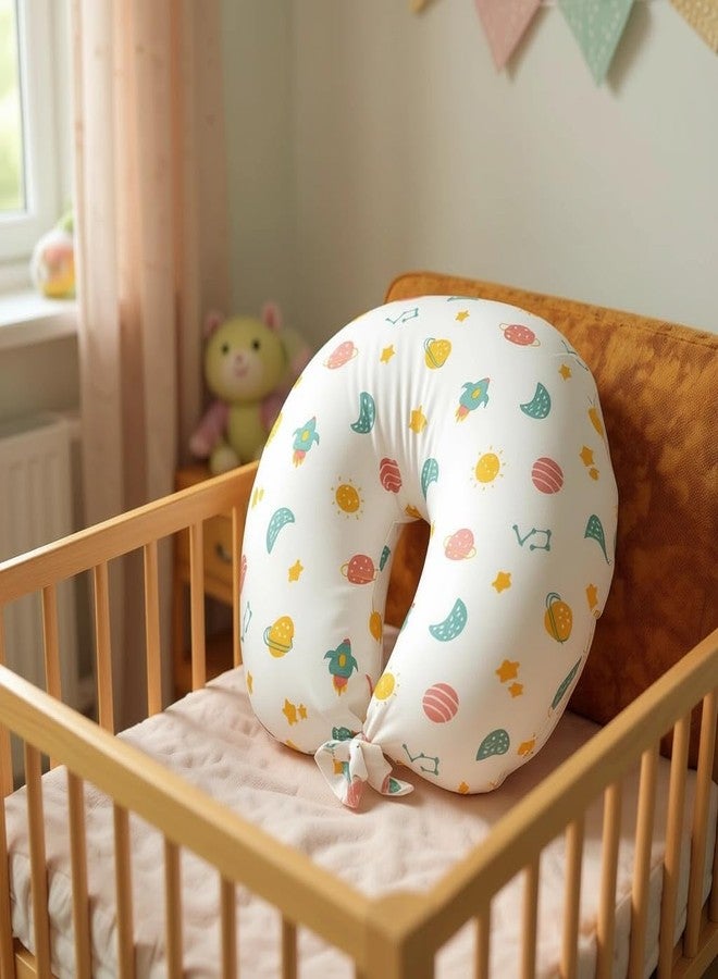 VOIDROP Feeding Pillow for Babies & Mothers Nursing Pillow for Breastfeeding Bottle Feeding Soft Cotton Cover Comfortable Support Cushion for Mom & Infant Washable & Durable (Green Moon) - Image 1