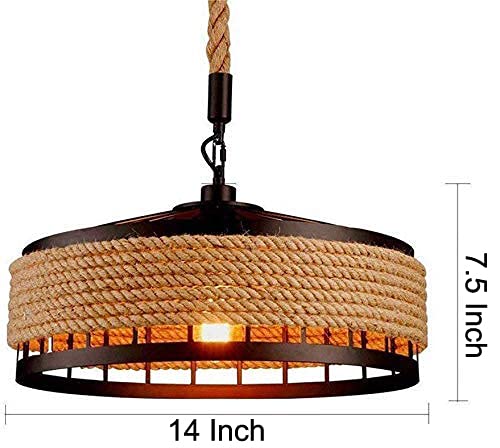 GreyWings Rustic Hemp Rope Round Hanging Light, Pack of 1 - Image 3