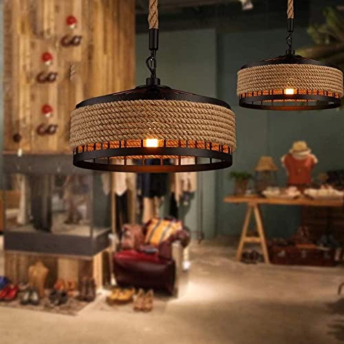 GreyWings Rustic Hemp Rope Round Hanging Light, Pack of 1 - Image 1