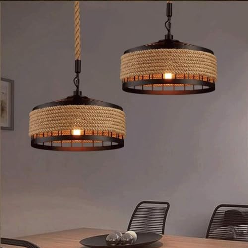 GreyWings Rustic Hemp Rope Round Hanging Light, Pack of 1 - Image 5