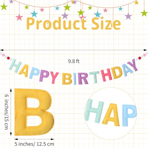 Mindsoft Felt Happy Birthday Garland Rainbow Banner Reusable Happy Birthday Sign Party Supply for Party Decor(Bright Color,Normal) - Image 2