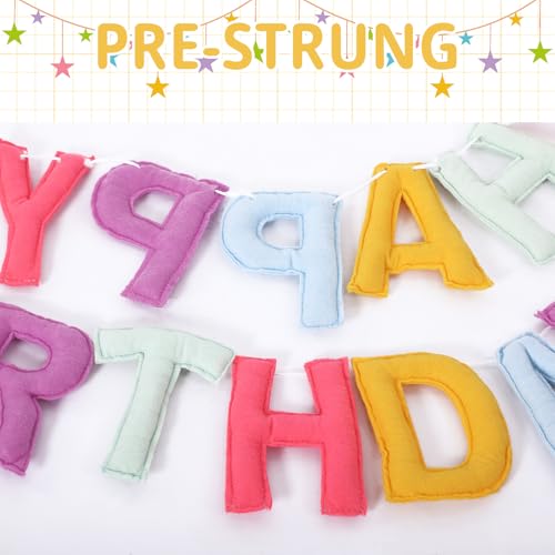 Mindsoft Felt Happy Birthday Garland Rainbow Banner Reusable Happy Birthday Sign Party Supply for Party Decor(Bright Color,Normal) - Image 5