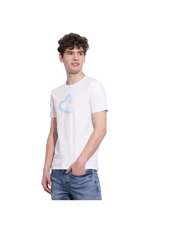بيينغ هيومان Mens White Round Neck Short Sleeve T-Shirt