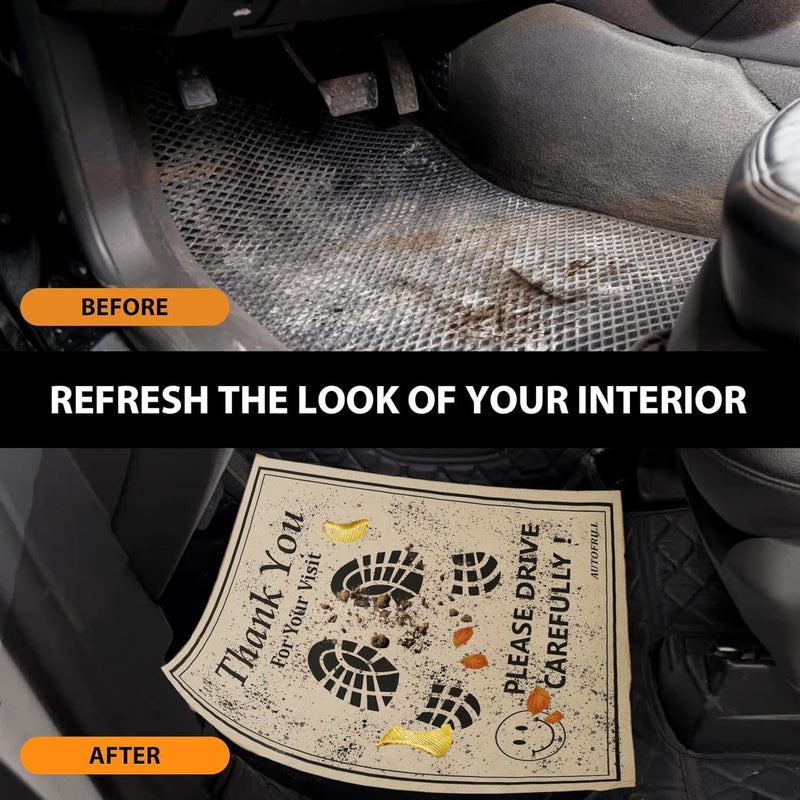 AUTOFRILL أوتوفرل 100 قطعة حصائر ورقية قابلة للتصرف للسيارات - حصائر أقدام قابلة للتحلل للداخلية - تناسب جميع السيارات، SUVs والشاحنات (الحجم 49 * 38 سم) - Image 5
