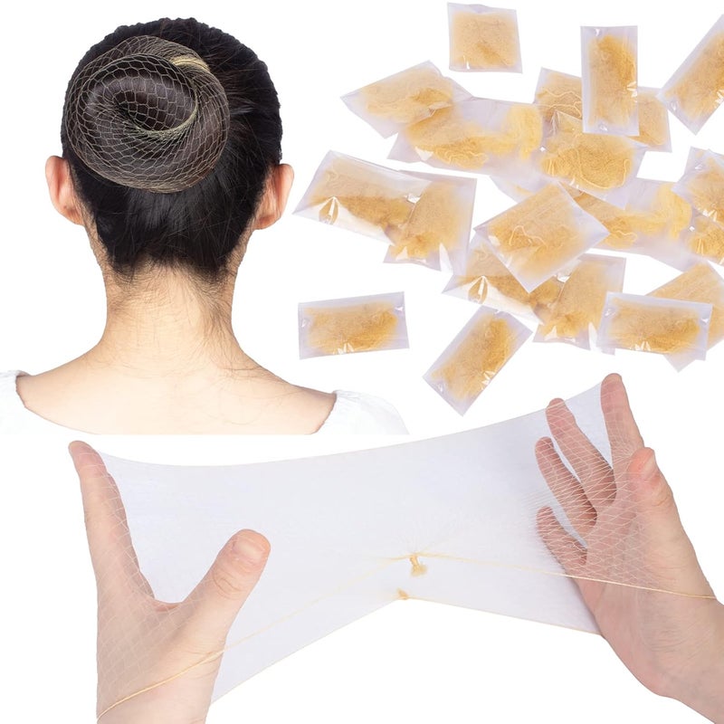 WeKen Blonde Invisible Elastic Edge Mesh Hair Nets  100Pcs Individual Package for Food Service Ballet and Sleeping  20 Inches Long