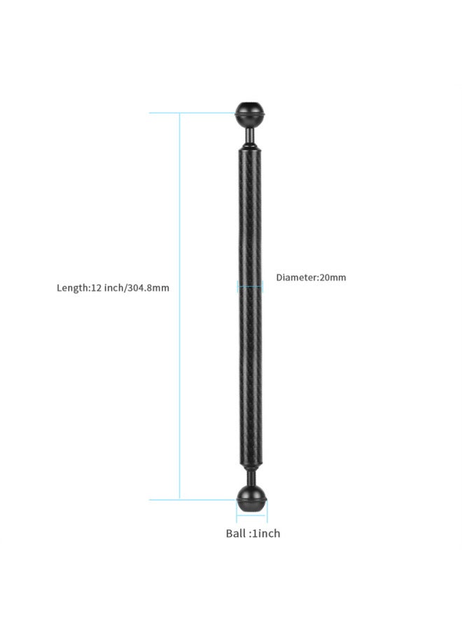 XINTE/XINTE Diving Photography Lamp Arm One-inch Double Ball Head Ultra Light Carbon Fiber Light Repair Connecting Arm Lengthened Transfer-Color:Black -12 Inches  - Image 1