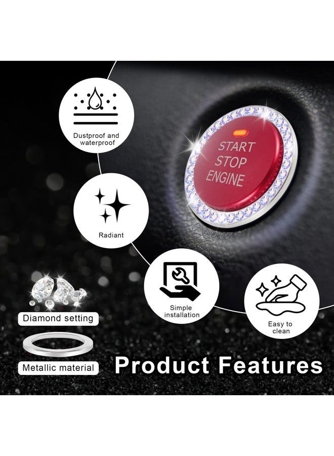 LivTee 2 PCS Crystal Rhinestone Car Engine Start Stop Decoration Ring, Bling Car Interior Accessories for Women, Push to Start Button Cover/Sticker, Key Ignition & Knob Bling Ring, Colorful - Image 5
