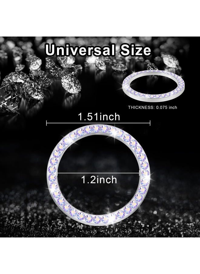 LivTee 2 PCS Crystal Rhinestone Car Engine Start Stop Decoration Ring, Bling Car Interior Accessories for Women, Push to Start Button Cover/Sticker, Key Ignition & Knob Bling Ring, Colorful - Image 4