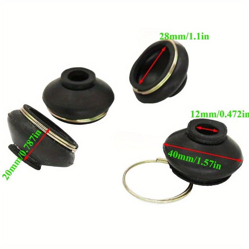 4pcs Black Rubber Steering Tie Rod End Boot Dust Cover For ATV Go Kart - Image 5