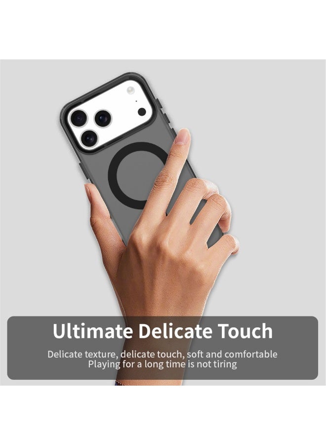 أكاليكس جراب ماجسيف فاخر غير لامع لهاتف آيفون 17 برو، غطاء مغناطيسي نحيف مقاوم للصدمات، (أسود) - Image 5