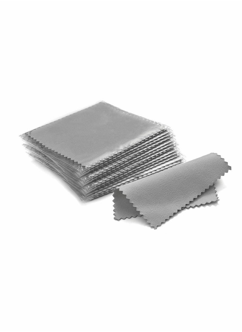 Excefore Jewelry Cleaning Cloth, Double-Sided Polishing Cloths, Glasses Cleaning Cloths, Polishing Cloth for Sterling Silver Gold Platinum Cloth, Keep Jewelry Shining ( Grey 8x8cm 50pcs)  - Image 1