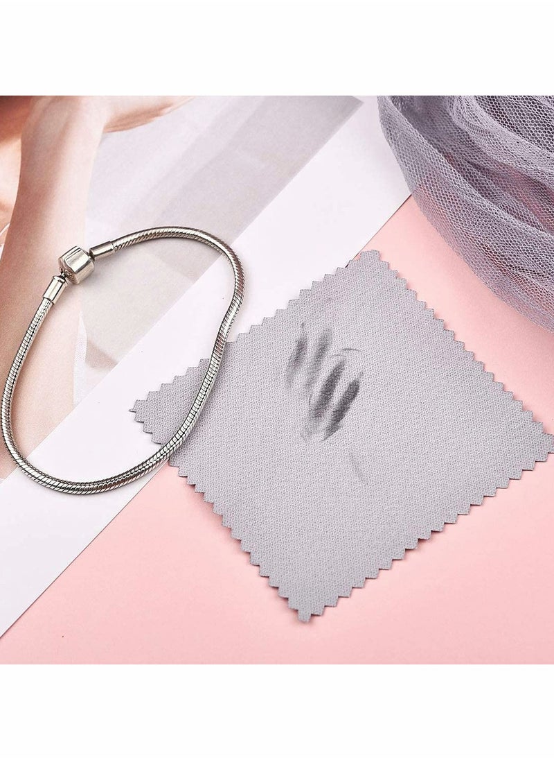 Excefore Jewelry Cleaning Cloth, Double-Sided Polishing Cloths, Glasses Cleaning Cloths, Polishing Cloth for Sterling Silver Gold Platinum Cloth, Keep Jewelry Shining ( Grey 8x8cm 50pcs)  - Image 5