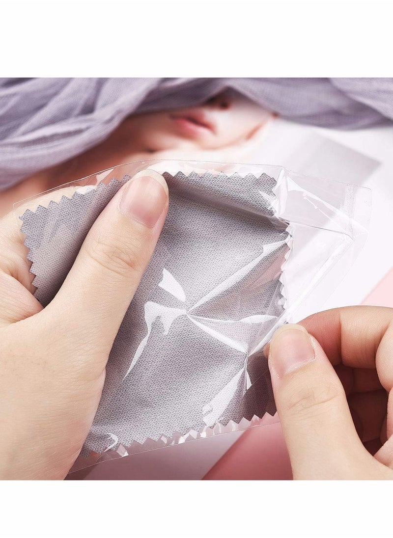 Excefore Jewelry Cleaning Cloth, Double-Sided Polishing Cloths, Glasses Cleaning Cloths, Polishing Cloth for Sterling Silver Gold Platinum Cloth, Keep Jewelry Shining ( Grey 8x8cm 50pcs)  - Image 2