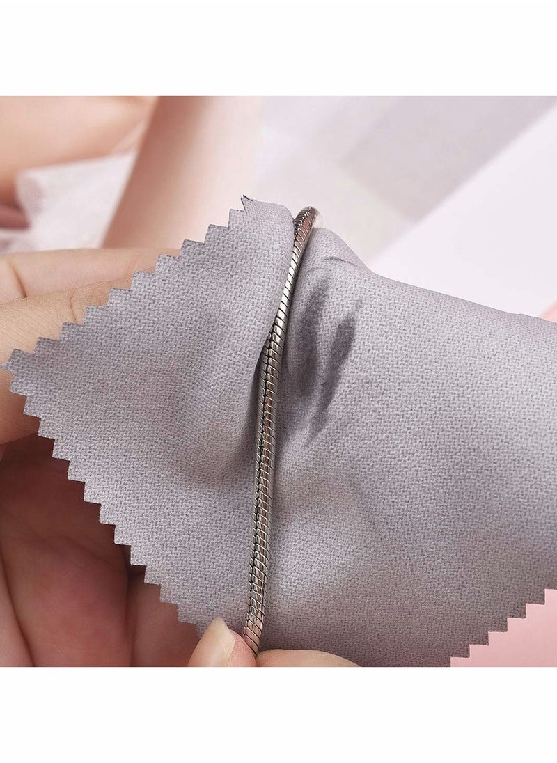 Excefore Jewelry Cleaning Cloth, Double-Sided Polishing Cloths, Glasses Cleaning Cloths, Polishing Cloth for Sterling Silver Gold Platinum Cloth, Keep Jewelry Shining ( Grey 8x8cm 50pcs)  - Image 4