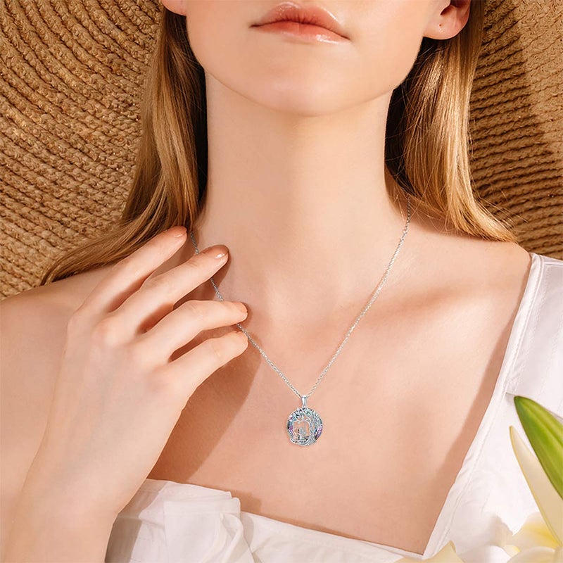 TOUPOP Gifts for Sister Sterling Silver Tree of Life Pendant Necklace Purple Circle Crystal 2 Sisters on the Swing Necklace Best Friend Jewelry Gifts for Women Friends Birthday Valentines's Day - Image 5