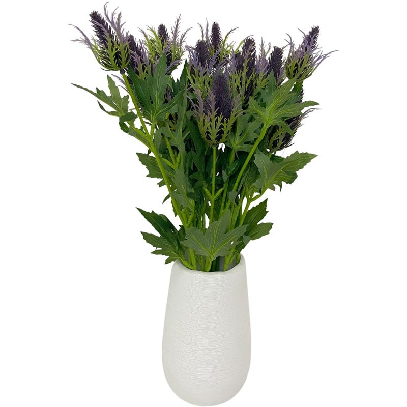 LebriTamFa Artificial Flowers Artificial Thistle Spray Eryngo Fake Eryngium Foetidum Simulation Sea Holly for Wedding Bouquet Centerpiece Home Decor (Purple Gray, 3) - Image 5