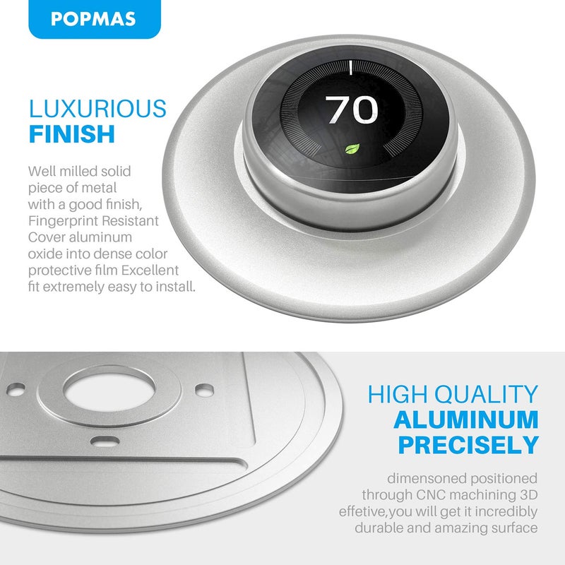 POPMAS Metal Nest Learning Thermostat Wall Plate Compatible with Nest Learning Thermostat 3rd 2nd 1st Generation Silver (Wall Plate Only &2020 Nest Thermostat Can't Be Used) - Image 3