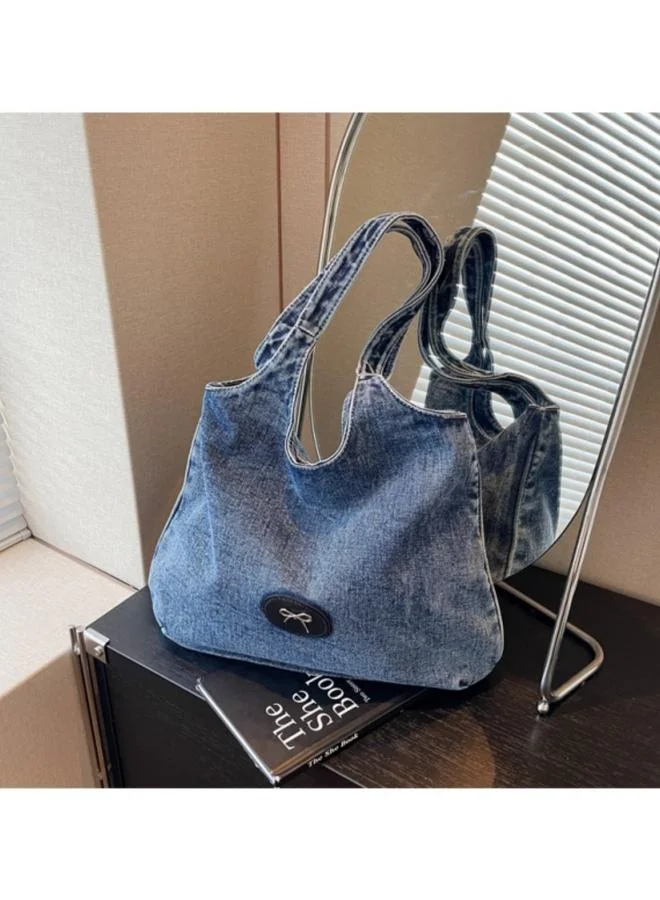 تايك تو Blue Badge Detail Denim Tote Bag