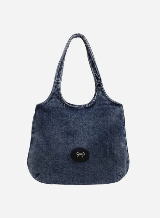 تايك تو Blue Badge Detail Denim Tote Bag
