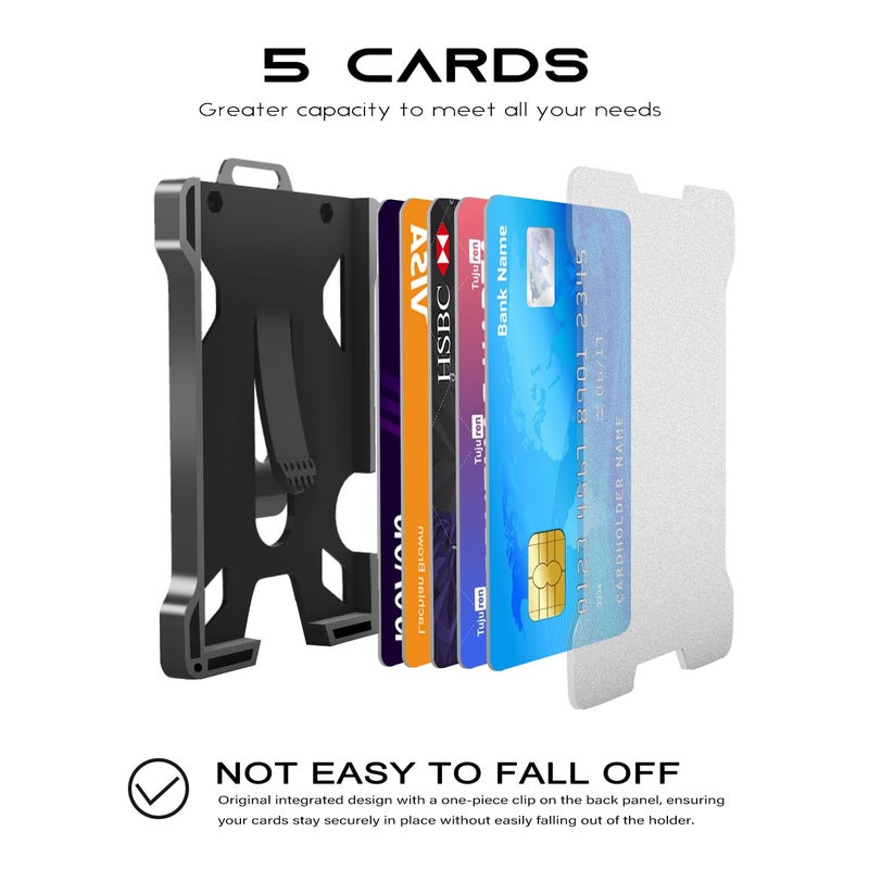 SHIXUAN ID Badge Holder with Retractable Clip, Credit Card Holder, Keychain Wallet, Name Badge Holders, Business Card Holder, and Money Clip for Men (Black) - Image 2