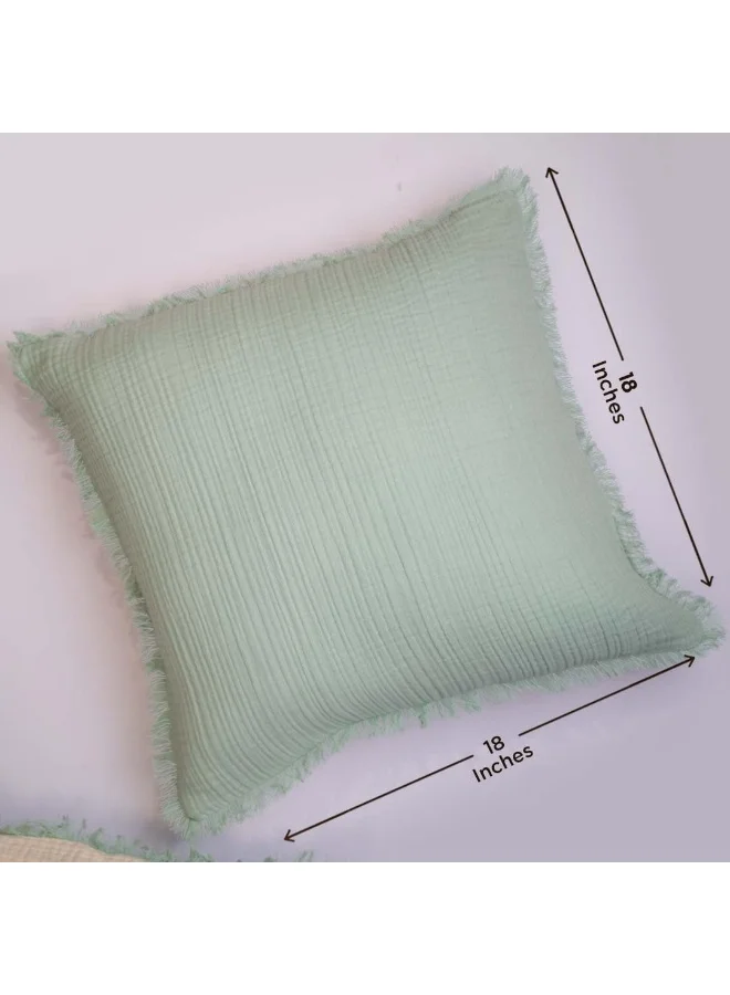 Folkulture Folkulture Throw Pillow Covers 18x18 | Set of 2 Reversible Dual Sided Decorative Pillows for Couch | Boho Throw Pillow Covers | Green Throw Pillows & Beige Throw Pillows for Couch in Farmhouse Decor