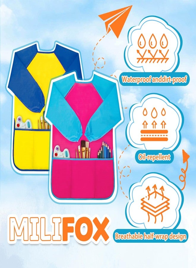 Milifox Kids Art Smock, Toddler Painting Smock,Waterproof Long Sleeve Kids Art Apron with 3 Pockets for Children - Image 4
