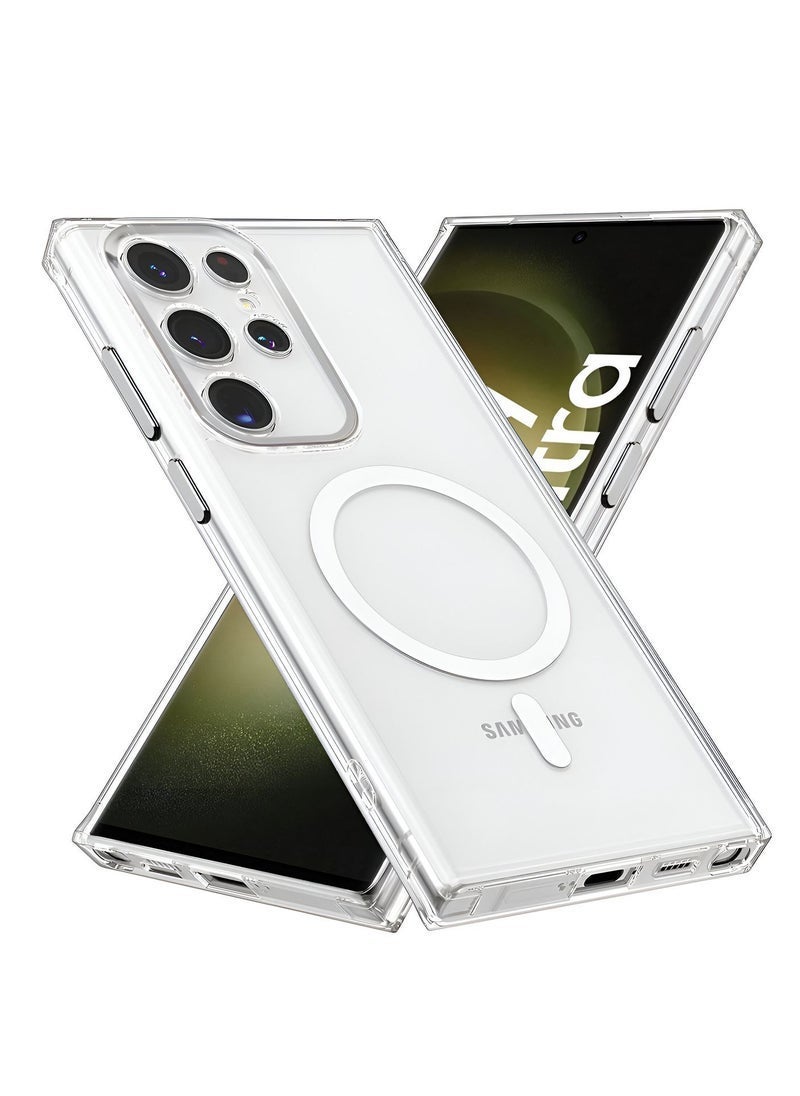 Raxoom Samsung Galaxy S23 Ultra 2023 Magnetic Case, Slim Transparent Flexible TPU Shockproof Magsafe Back Phone Case - Clear - Image 1