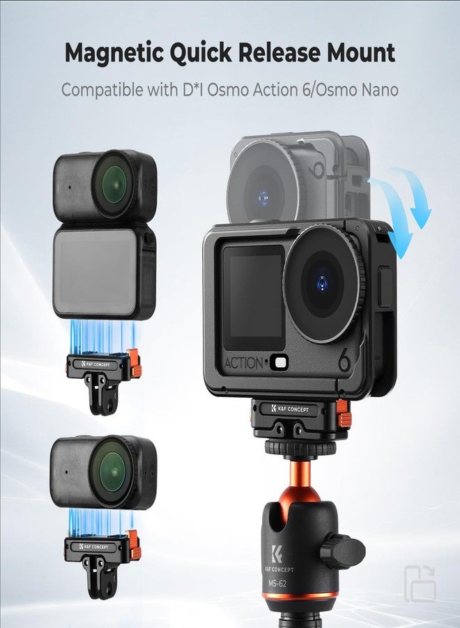 كيه آند إف كونسبت حامل محول مغناطيسي سريع الفك من K&F CONCEPT متوافق مع DJI Osmo Action 6، حامل توسيع بفتحة لولبية 1/4 بوصة/موصل قابل للطي/مشبك سريع الفك لكاميرا Osmo Nano، ملحقات كاميرات الحركة - Image 2