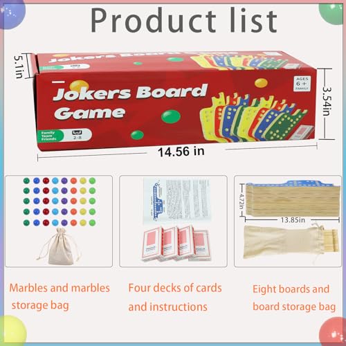 Medikaison Colorful Jokers and Marbles Board Game Pegs and Jokers Card Game for 28 Players 8 Solid Wood Game Boards 4 Colors 40 Marbles 4 Decks of Cards Full Size Game Set - Image 5