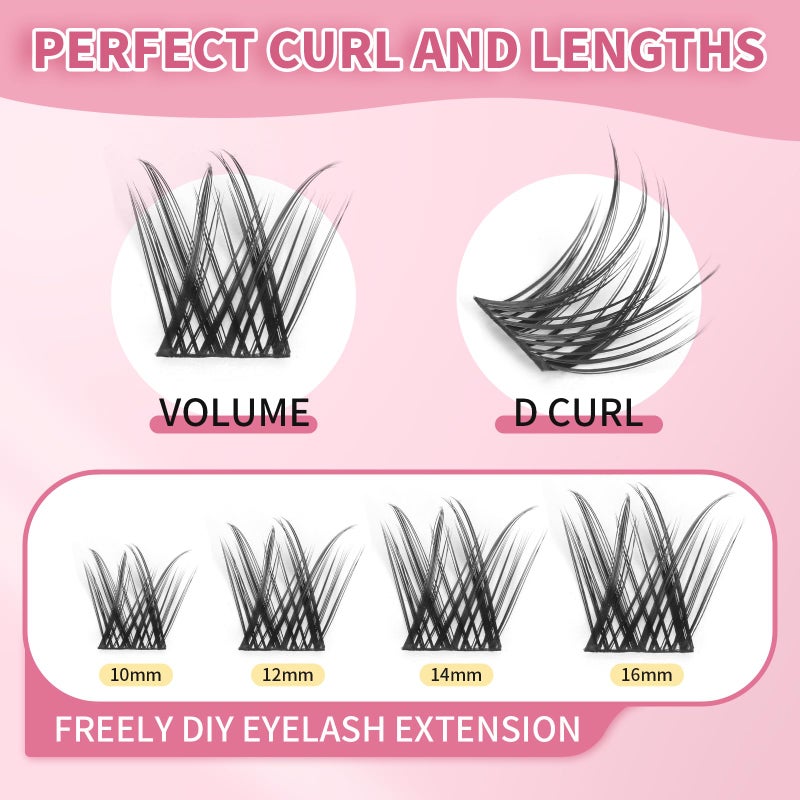 MLEN DIARY Lash Clusters 100PCS Cluster Lashes Wispy Fluffy D Curl Super Thin Band Eyelash Cluster Natural Volume Reusable DIY Eyelash Extensions at Home (10-16mm Mix) - Image 3