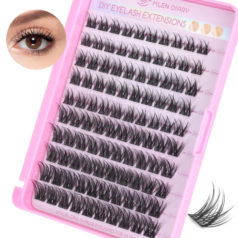 MLEN DIARY Lash Clusters 100PCS Cluster Lashes Wispy Fluffy D Curl Super Thin Band Eyelash Cluster Natural Volume Reusable DIY Eyelash Extensions at Home (10-16mm Mix) - Image 1