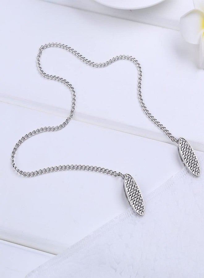 ZYAMY 2pcs Bib Holder Clips with Flexible Adjustable Chains Dental Bib Clip Metal Napkin Clip Chain, Allowing You to Safely Place the Napkin During Meal, Silver - Image 5