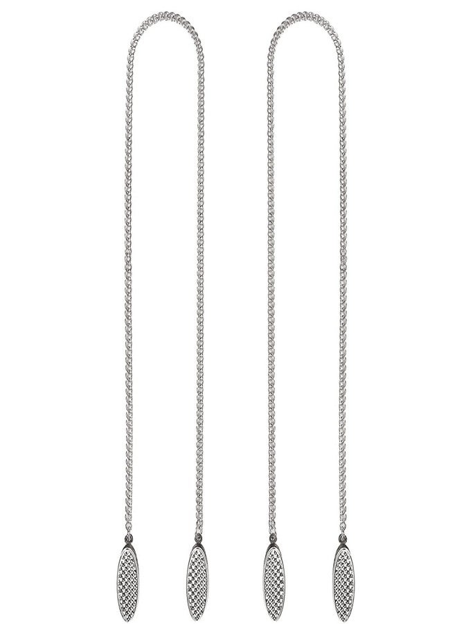 ZYAMY 2pcs Bib Holder Clips with Flexible Adjustable Chains Dental Bib Clip Metal Napkin Clip Chain, Allowing You to Safely Place the Napkin During Meal, Silver - Image 1