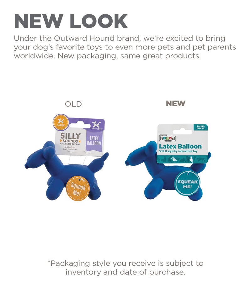 Outward Hound by Charming Pet Latex Rubber Balloon Squeaky Dog Toy, Blue, XS - Image 2