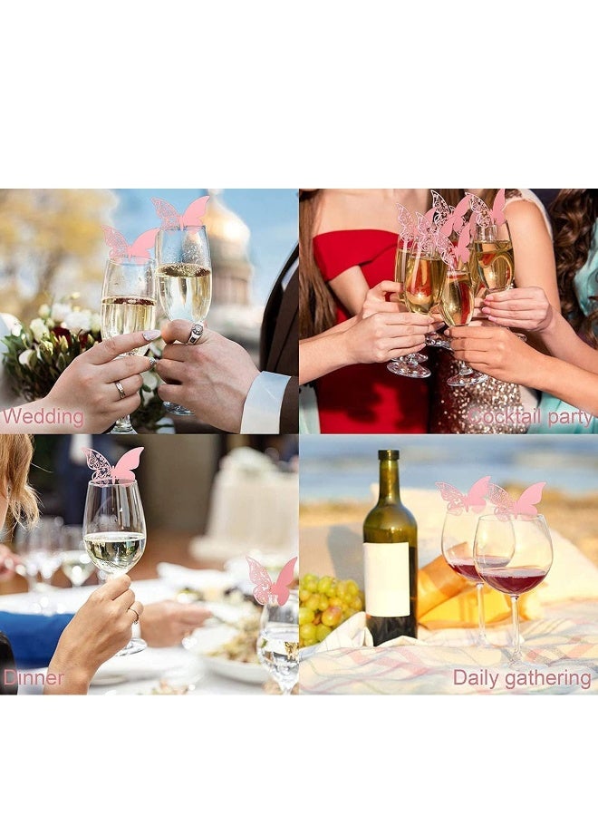 Generic erfly Cup Cards, 100Pcs Wedding Name Place Cards Hollow Guest Number Card for Engagement Party Favour Table Decor Goblets Top Decoration, Pink and White - Image 5