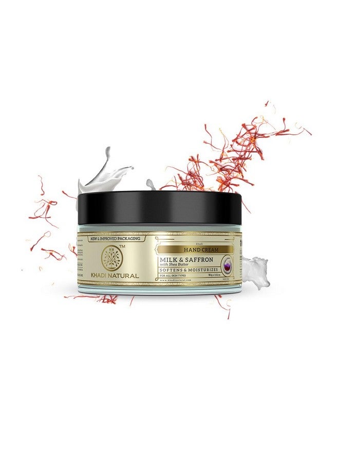 Khadi Natural Milk & Saffron Herbal Hand Cream With Shea Butter| Softens Rough Cuticles With Moisturizers|Prevent Dry Nails|Suitable For All Skin Types| 50G - Image 1