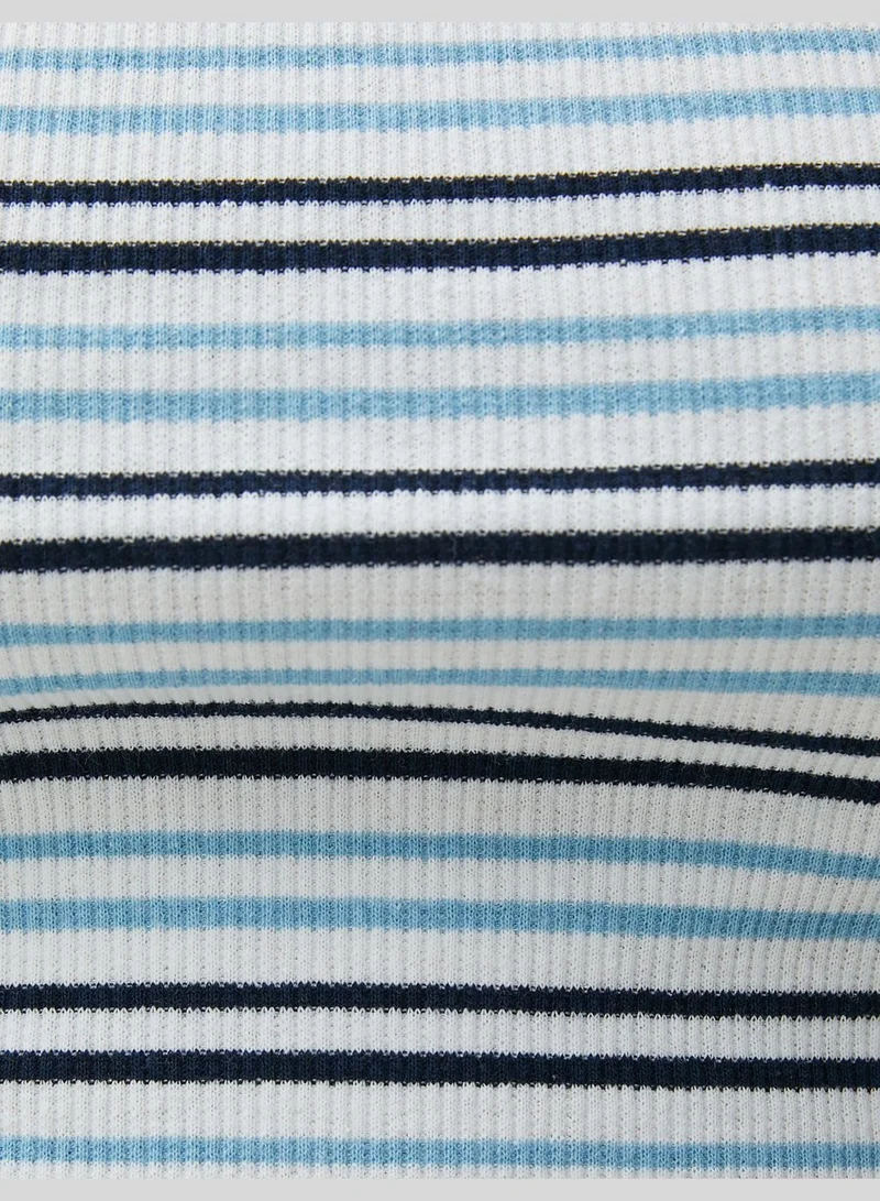 KOTON Binding Detail Halter Neck Ribbed Crop Tank Top