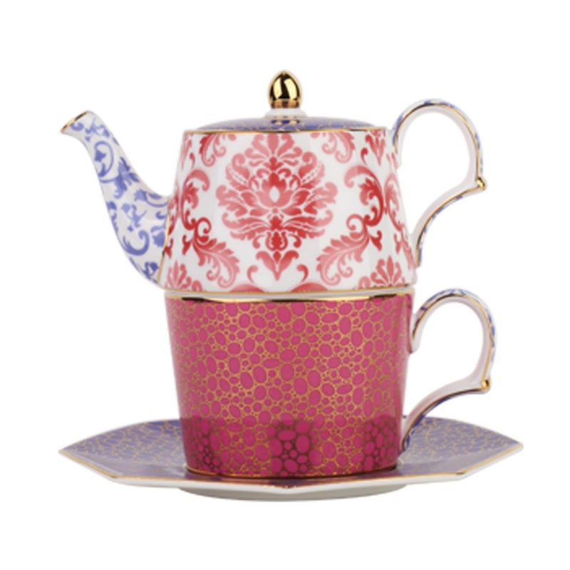 IZZHAAR Regal Petal Tea Pot Set with Infuser, Handcrafted Durable Single Cup and Kettle Set: Royal Teapot with Glossy Finish (Multicolor) - Image 1