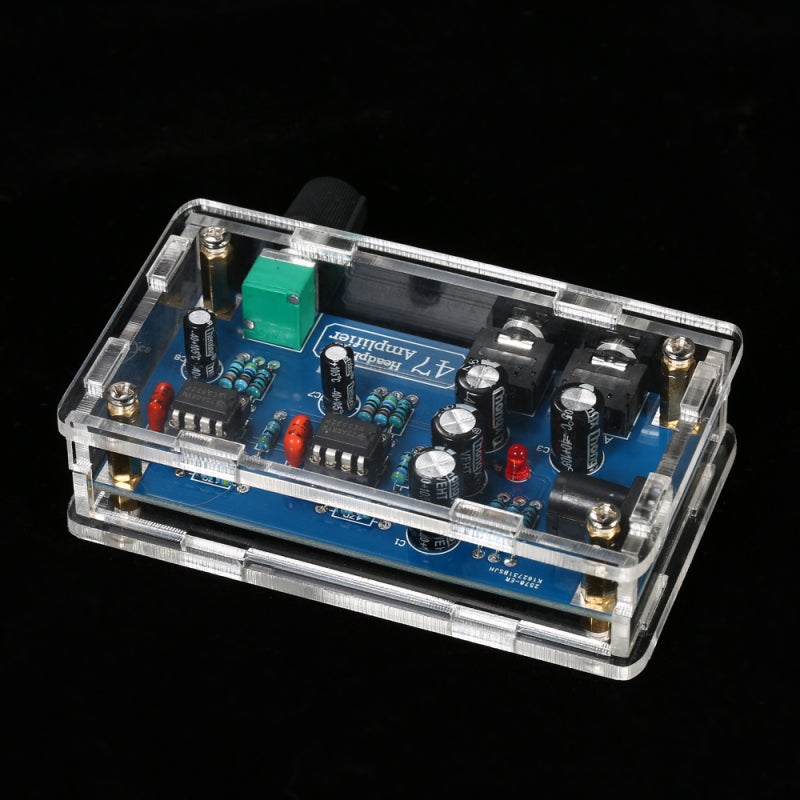 Headphone Amplifier DIY Kit: NE5532 Operational Amplifier, DC12~18V Wide Input Voltage Range, Volume Adjustment Knob, Transparent Case - for DIY Electronics Enthusiasts - Image 1
